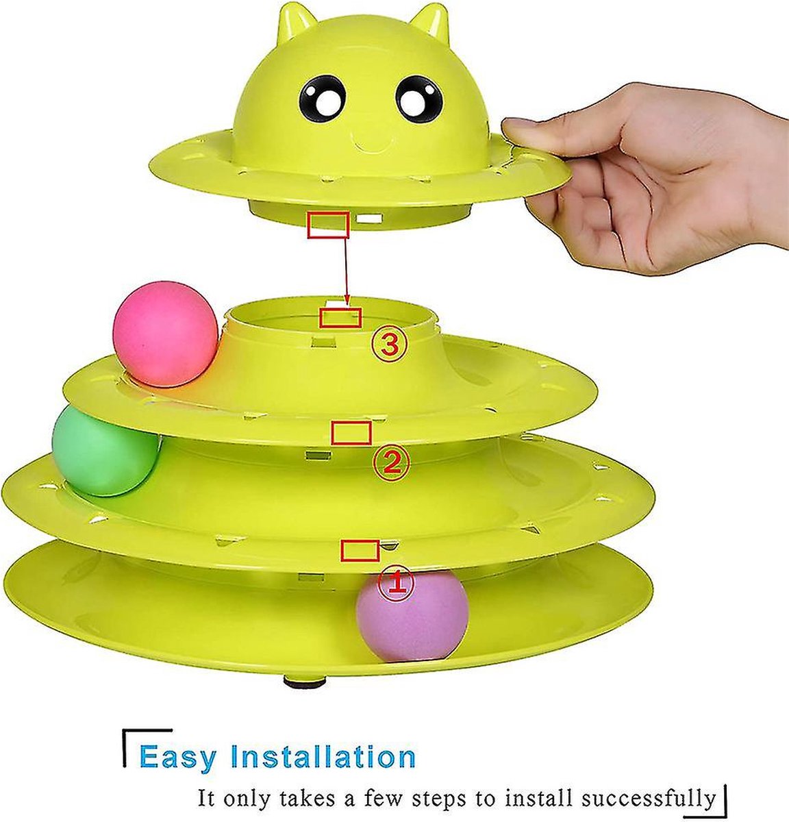 Cat Toy Roller 3-level Draaitafel Kattenspeelgoed Ballen Met 3 Kleurrijke Ballen Interactieve Kitten Fun