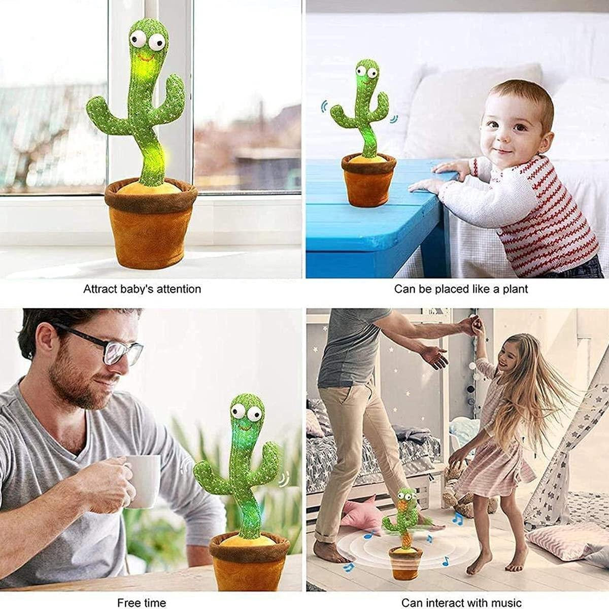 Sing Cactus Mimicking Toy,Funny Dancing Cactus Toy,Cactus Plush Toy,Doll Early Childhood Education Toys,Can mimic Speaking,Sing,Repeat,LED