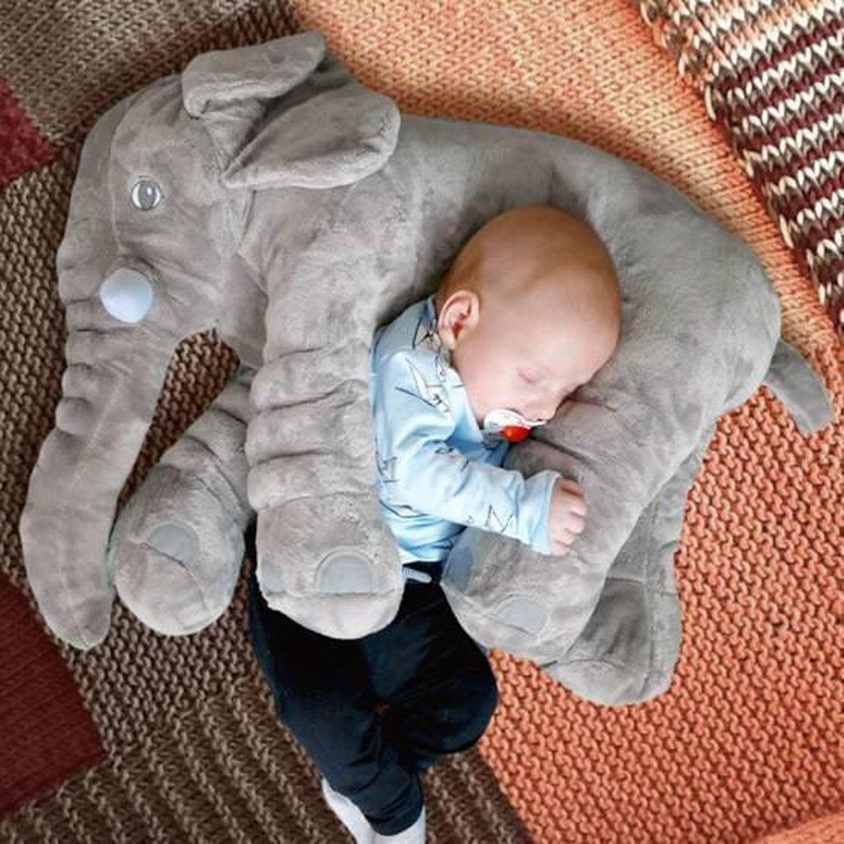 Grijze XL Olifanten Knuffel - Knuffel - Grote Olifantenknuffel - Baby - Groot Zachte Pluche Olifant - Baby Shower - Kraamcadeau - Peuters - Kleuters - Cadeau - Kussen - Geschenk