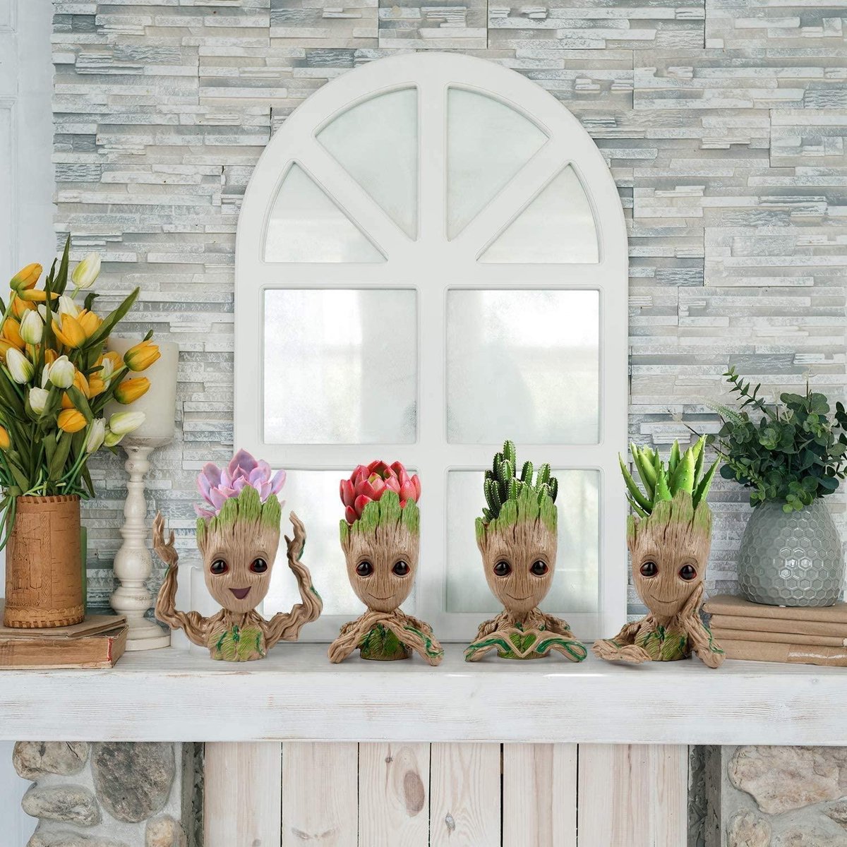 4 Pack Treeman Baby Groot Bloempot Verjaardagscadeau voor Haar Hem (Planten Niet Inbegrepen)