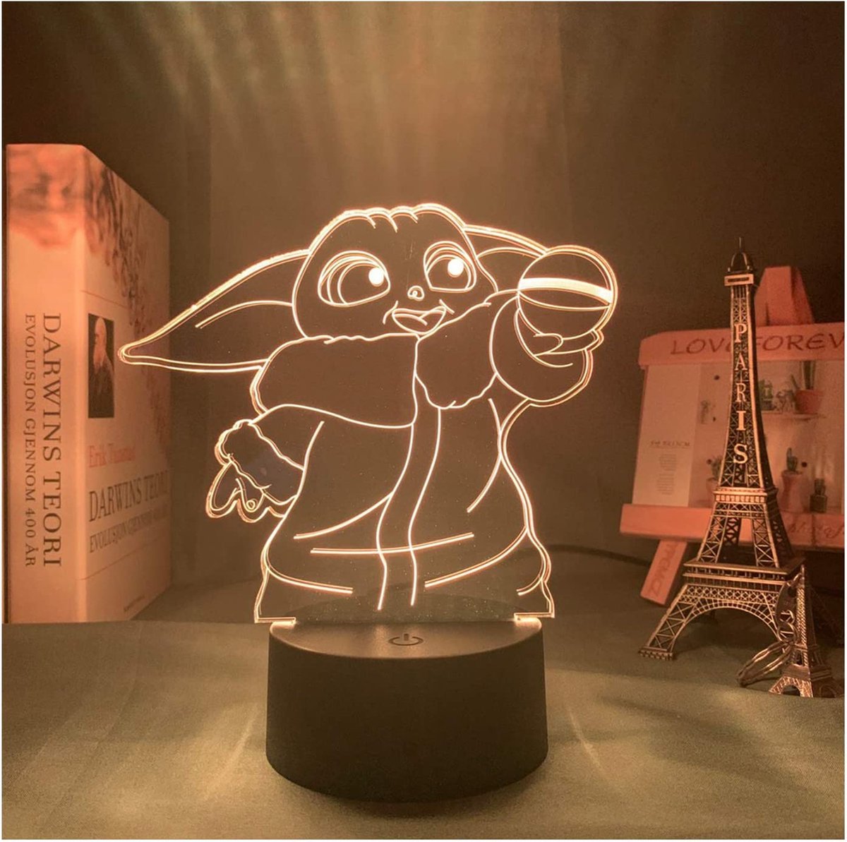 Nachtlamp – 3d Lamp – 16 Kleuren – Bureaulamp – Baby Yoda - Wit