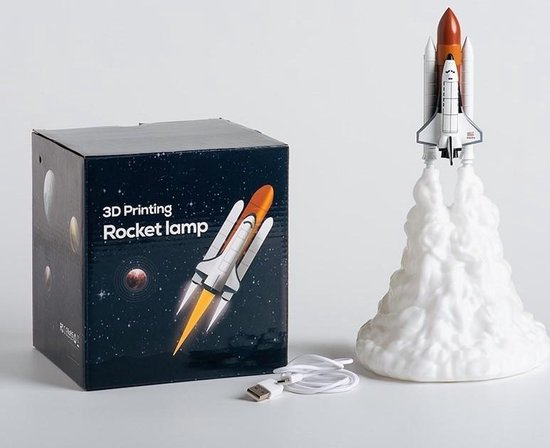 Raket Lamp - 3D Nachtlamp Space Shuttle - Lamp voor Ruimte Liefhebbers - Ruimtevaart - Ruimte Lamp - Astronaut - Nasa