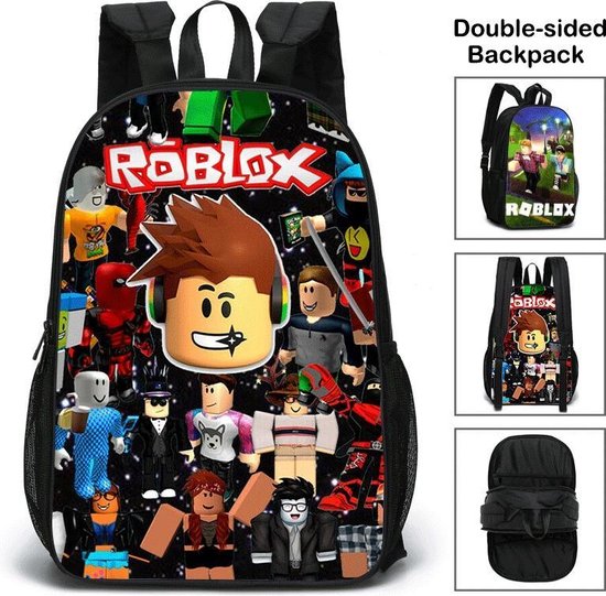 Roblox Rugzak/ Boekentas- Kinder Rugtas – Blauw Schooltas – Dubbel Zijdige Afbeeldingen- 16 Liter – 3 Ritsvakken