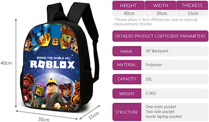 3 pcs/set Roblox Print Kids Jongens Rugzak SchoolTas + Etui + Crossbody Schoudertas