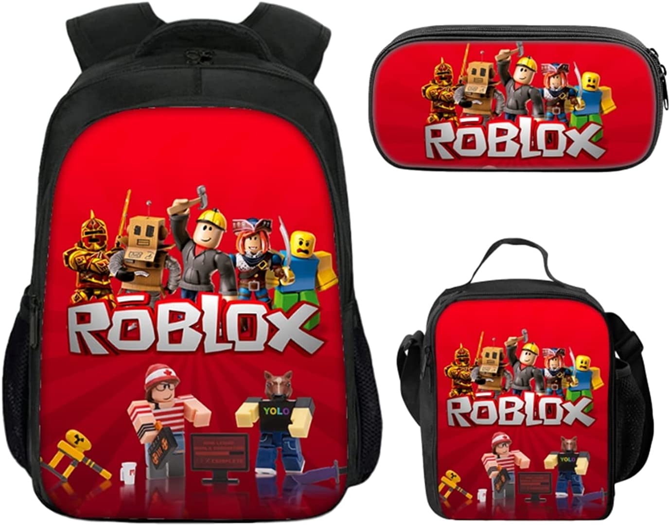 3 pcs/set Roblox Print Kids Jongens Rugzak SchoolTas + Etui + Crossbody Schoudertas