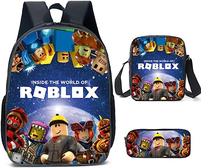 3 pcs/set Roblox Print Kids Jongens Rugzak SchoolTas + Etui + Crossbody Schoudertas