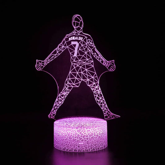 WonderStore© Cristiano Ronaldo-2 Nachtlamp – 3D lamp – 16 Kleuren – Sfeerlamp – Nachtlampje Kinderen - Met afstandsbediening