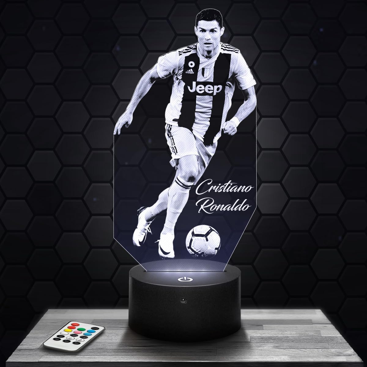 Cristiano Ronaldo-6 Nachtlamp – 3D lamp – 16 Kleuren – Sfeerlamp – Nachtlampje Kinderen - Met afstandsbediening