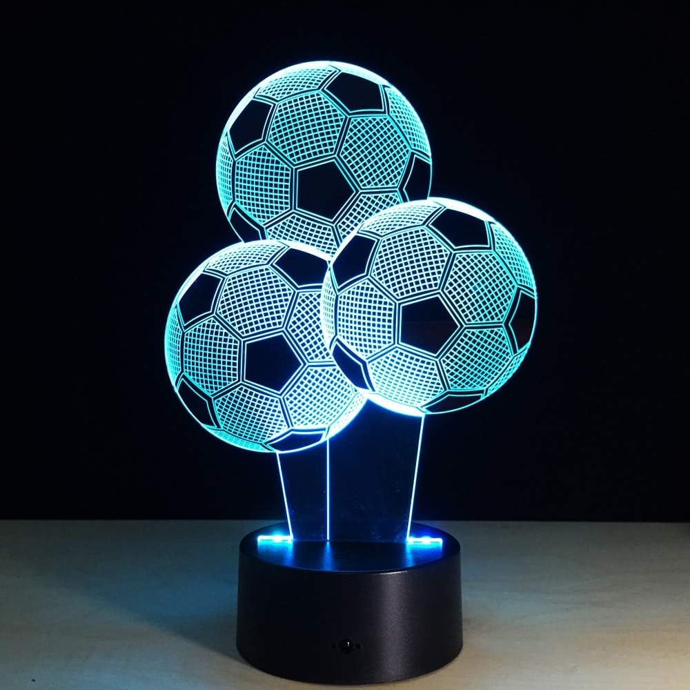 WonderStore© Nachtlamp – 3D LED lamp – Voetbal - 16 kleuren - game - gaming - afstandsbediening – bureaulamp – sfeerlamp – cadeau – sinterklaas – kerst