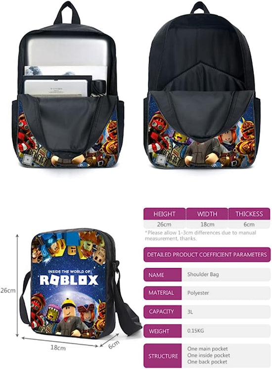 3 pcs/set Roblox Print Kids Jongens Rugzak SchoolTas + Etui + Crossbod ...