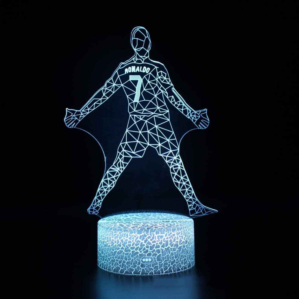 WonderStore© Cristiano Ronaldo-2 Nachtlamp – 3D lamp – 16 Kleuren – Sfeerlamp – Nachtlampje Kinderen - Met afstandsbediening