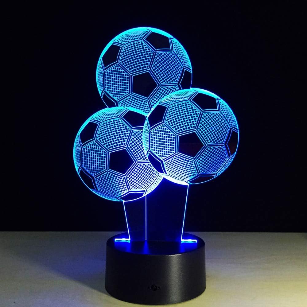 WonderStore© Nachtlamp – 3D LED lamp – Voetbal - 16 kleuren - game - gaming - afstandsbediening – bureaulamp – sfeerlamp – cadeau – sinterklaas – kerst