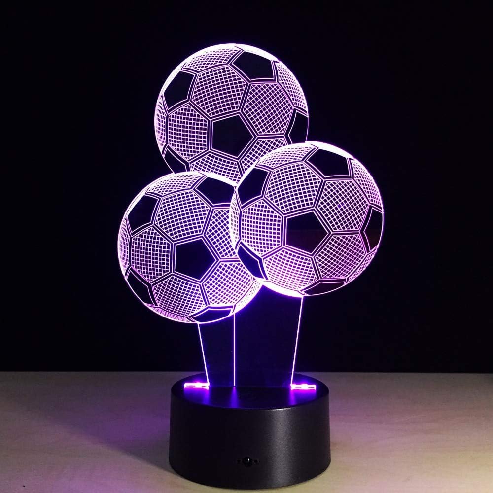 WonderStore© Nachtlamp – 3D LED lamp – Voetbal - 16 kleuren - game - gaming - afstandsbediening – bureaulamp – sfeerlamp – cadeau – sinterklaas – kerst