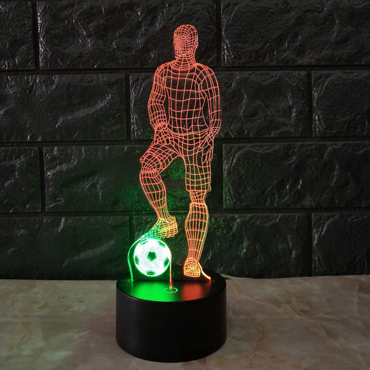 WonderStore© Cristiano Ronaldo-3 Nachtlamp – 3D lamp – 16 Kleuren – Sfeerlamp – Nachtlampje Kinderen - Met afstandsbediening