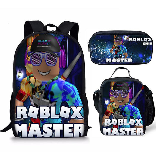 3 pcs/set Roblox Print Kids Jongens Rugzak SchoolTas + Etui + Crossbody Schoudertas