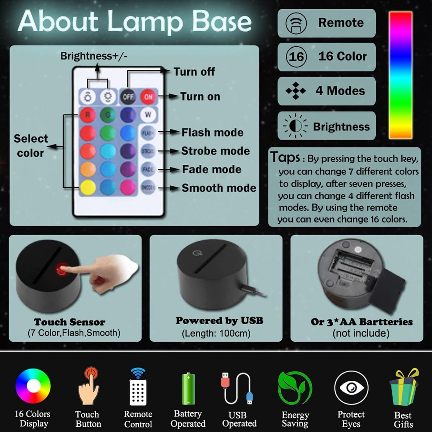 WonderStore© Cristiano Ronaldo-2 Nachtlamp – 3D lamp – 16 Kleuren – Sfeerlamp – Nachtlampje Kinderen - Met afstandsbediening