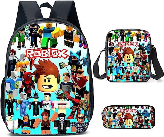 3 pcs/set Roblox Print Kids Jongens Rugzak SchoolTas + Etui + Crossbody Schoudertas