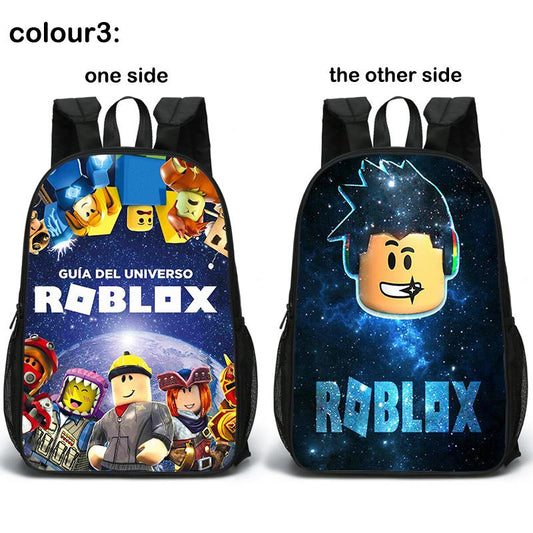 Roblox Rugzak/ Boekentas- Kinder Rugtas – Blauw Schooltas – Dubbel Zijdige Afbeeldingen- 16 Liter – 3 Ritsvakken