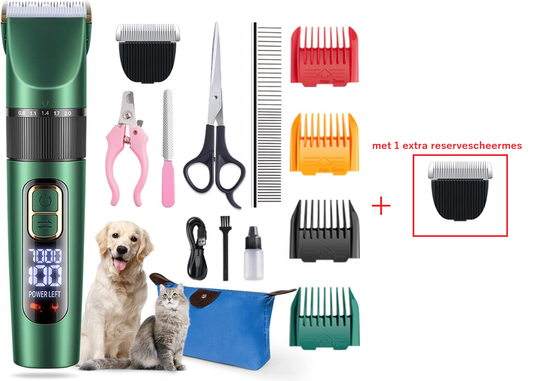 Professionele Pet Clipper met extra Razor Kat Hond Tondeuse Scheerapparaat Elektrische Grooming Trimmer Oplaadbare Kapsel Machine Lcd Display