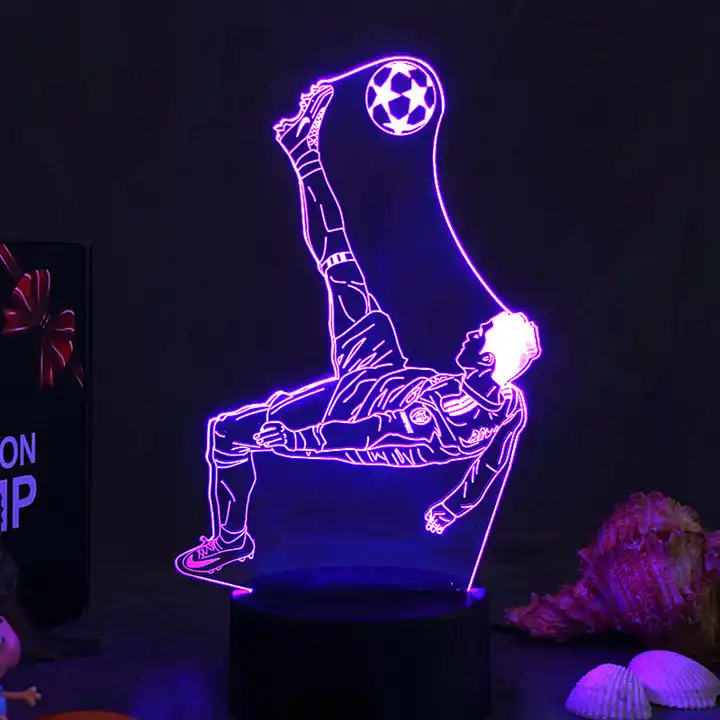 WonderStore© Cristiano Ronaldo-1 Nachtlamp – 3D lamp – 16 Kleuren – Sfeerlamp – Nachtlampje Kinderen - Met afstandsbediening