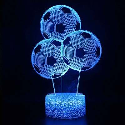 WonderStore© Nachtlamp – 3D LED lamp – Voetbal - 16 kleuren - game - gaming - afstandsbediening – bureaulamp – sfeerlamp – cadeau – sinterklaas – kerst