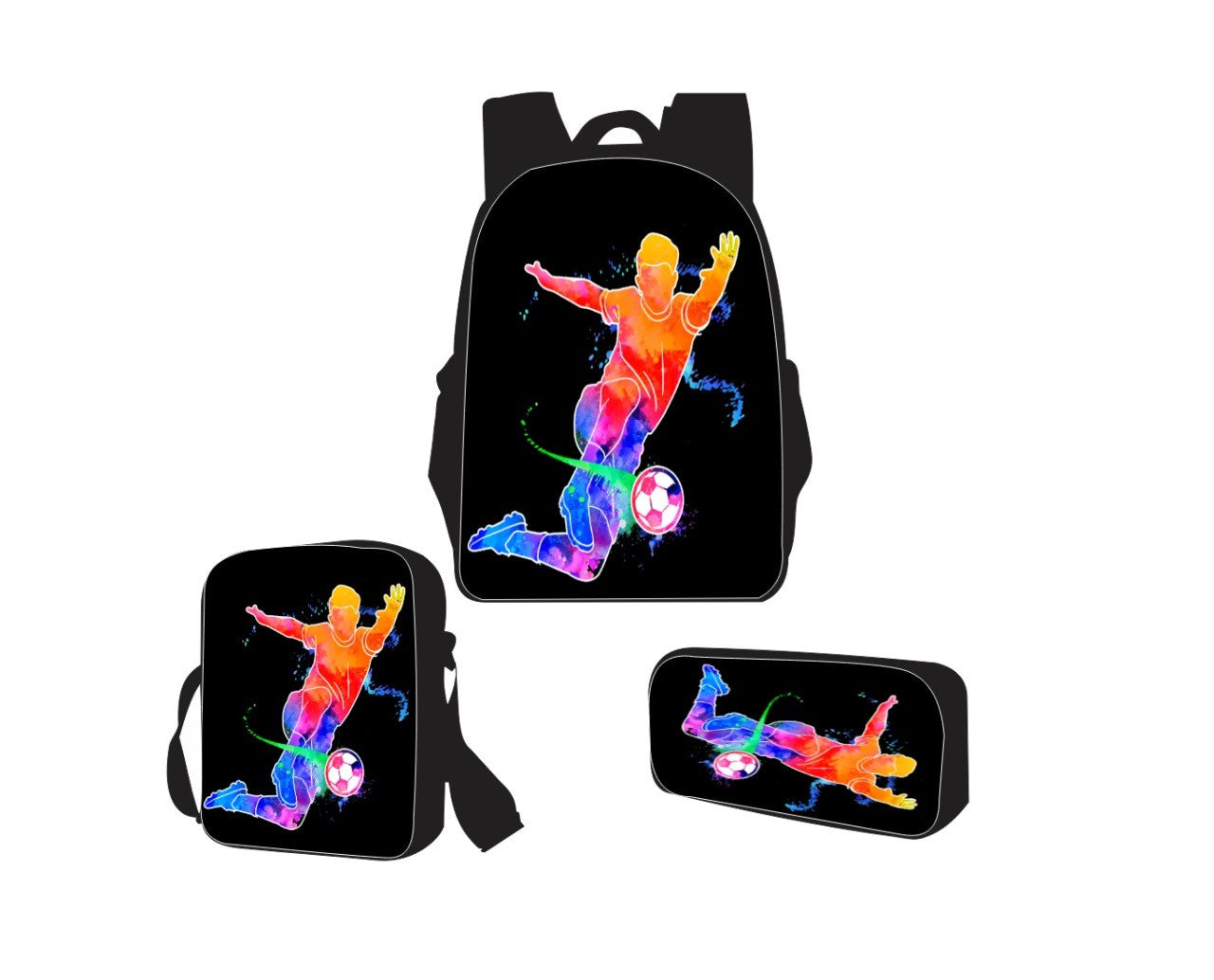 Ronaldo CR7-1- Kinder rugtas en Pennen Etui met een bijhorende lunchtas - Blauw Schooltas - Cadeau voor Ronaldo fans